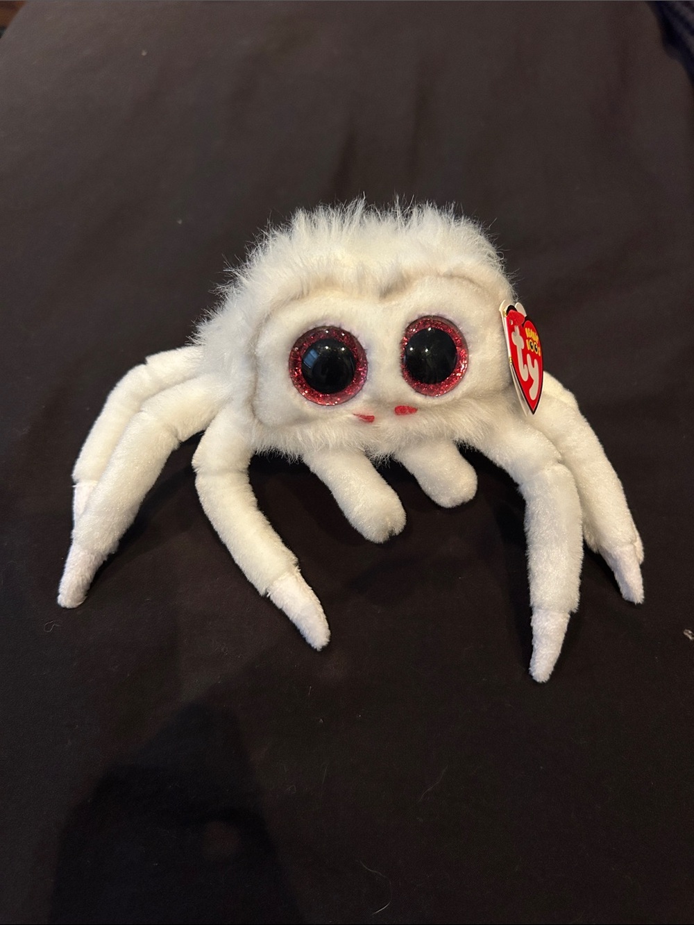 Spinderella - White Plush Spider with Glitter Red-Rim Eyes